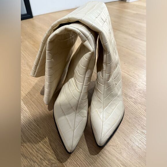 Schutz Maryana Croc-Embossed Leather Boots - Picture 6 of 9